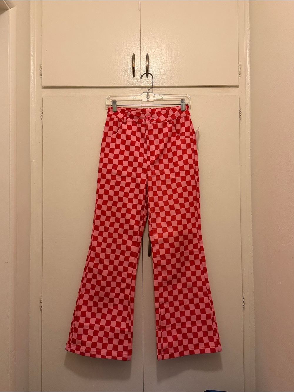 Cider Red Checkered Flare Jeans